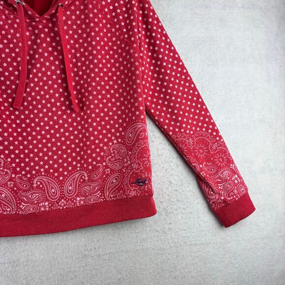 Levis Western Star Hoodie Women's Medium Red Paisley Polka Dots Hood READ - Picture 9 of 11